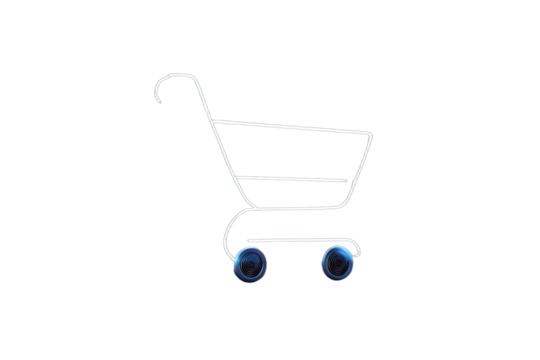 Glossy neon shopping cart icon on a black background, perfect for e-commerce - Powered by Adobe