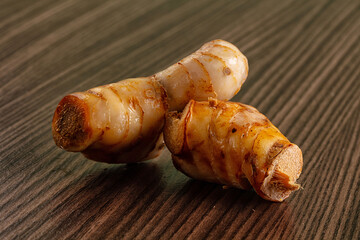 Raw galangal roots heap seasoning