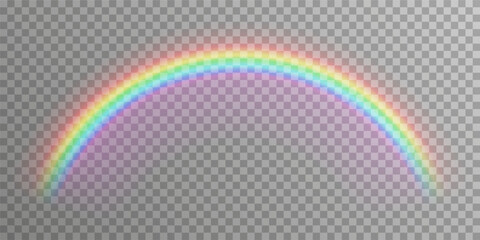 Bright rainbow arch with glow and transparency effect. Vector