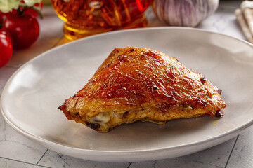 Fried chicken thighs with spices