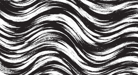 Abstract black and white grunge wavy lines background distressed vector texture for graphic design and overlay effects creating dynamic and artistic visuals
