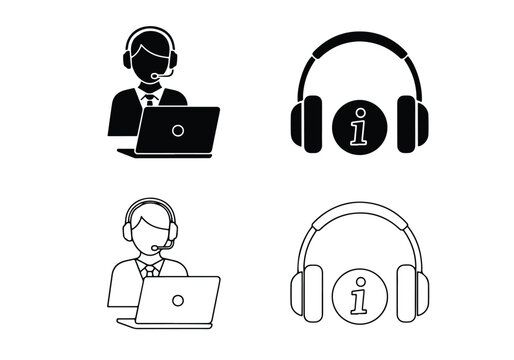 Online customer support service and information icons - Vector icon symbol for website - Icon vector - Blue icon vector -  Flat Design Icon