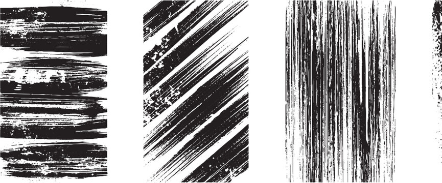 Collection of grunge brush strokes black paint streaks and lines vector design elements for backgrounds and textures