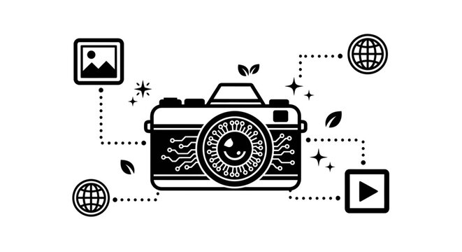 Camera technology digital photography modern equipment illustration