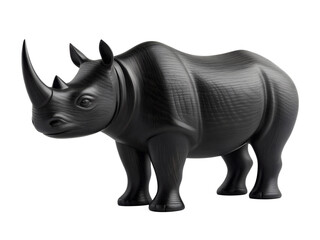 Fototapeta premium A carved wooden Black Rhinoceros figurine, 3D render, isolated on transparent background