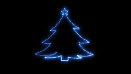 Blue Neon Christmas Tree Glow for Holiday Decor and Festive Night Scene - Powered by Adobe