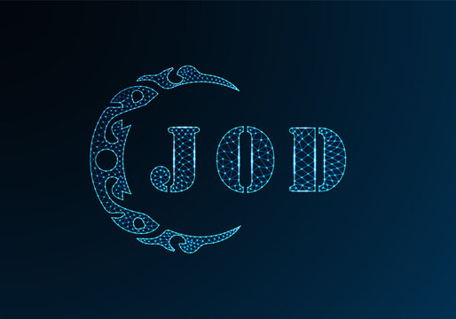 Low poly letter logo JOD design. JOD letter logo low poly vector design on blue color gradient background. JOD logo low poly design
