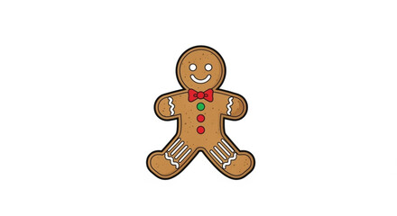 A delightful gingerbread man with a red bow tie and buttons, isolated on, brings a touch of sweetness and joy to the holiday season