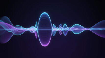 Abstract sound wave visualization with blue and purple neon light