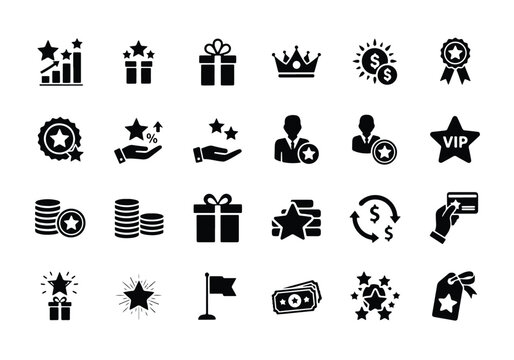 Loyalty program rewards, vip status, and bonus icon - Vector icon symbol for website - Icon vector - Blue icon vector -  Flat Design Icon