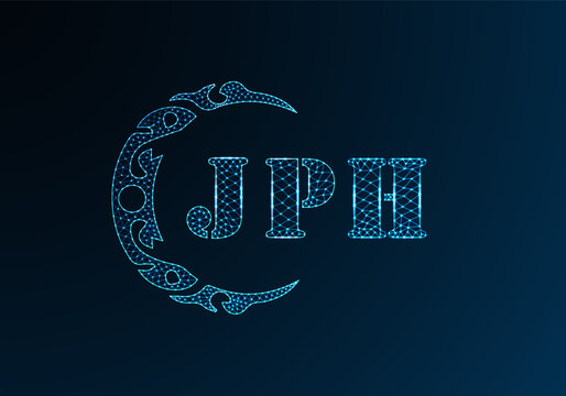 Low poly letter logo JPH design. JPH letter logo low poly vector design on blue color gradient background. JPH logo low poly design