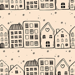 Seamless pattern with hand drawn doodle vector illustration