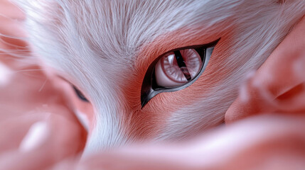 Naklejka premium Italian Brainrot, surreal 3D fox in Venetian carnival mask during Venice festival, neon chaotic humor, whimsical maximalist meme art, copy space