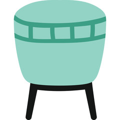 A Teal Mid Century Modern Stool With A Transparent Background