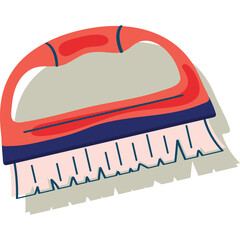 A Textured Illustration Of A Red And Blue Scrub Brush With A Transparent Background For Cleaning Tasks