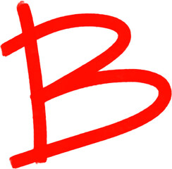 Obraz premium Red B grade mark drawn with bold marker texture on a black background 