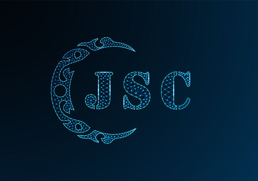 Low poly letter logo JSC design. JSC letter logo low poly vector design on blue color gradient background. JSC logo low poly design