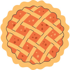 Top View Of A Delicious Golden Brown Apple Pie With A Lattice Crust And A Scalloped Edge On A Transparent Background