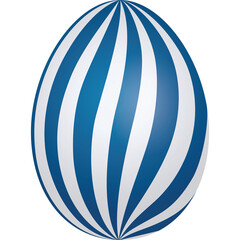 A blue and white striped egg with a transparent background representing Easter celebration and spring holidays