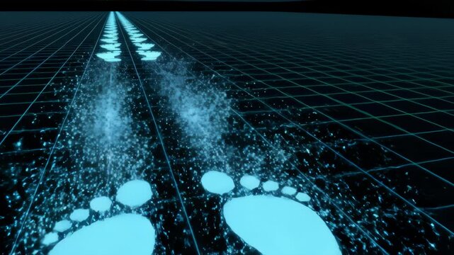 Hand Pointer Clicks to Delete Account Following Footprints Path