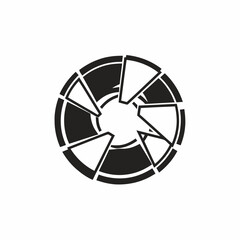 Abstract geometric circle design with broken segments, black and white.