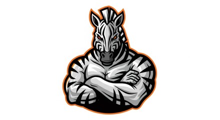 Graphic Depiction of Zebra Mascot with Crossed Arms on White Backdrop