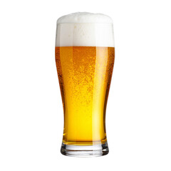 Golden Brew: A tall, slender glass overflows with a light, effervescent ale, its frothy head gently cascading over the rim, promising a refreshing and satisfying experience. 