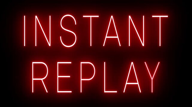 Neon &ldquo;INSTANT REPLAY&rdquo; Sign &ndash; Flickering Retro Sports Broadcast Effect