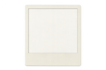 Blank vintage instant print frame with a customizable space for sentimental images or text on a clear background