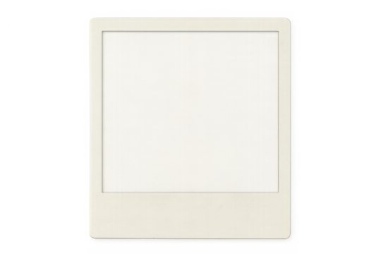 Blank vintage instant print frame with a customizable space for sentimental images or text on a clear background