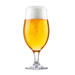 Refreshing Glass of Beer: A close-up view of a perfectly poured glass of beer, showcasing the golden color and a thick, creamy head of foam, inviting refreshment and relaxation.