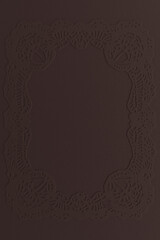 Dark brown decorative frame with soft embossing and vintage pattern. Suitable for photo compositions, collages, stylish printed materials, posters, and romantic projects.