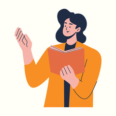 Illustration of an education female teacher explaining