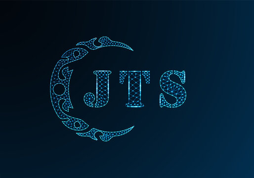 Low poly letter logo JTS design. JTS letter logo low poly vector design on blue color gradient background. JTS logo low poly design