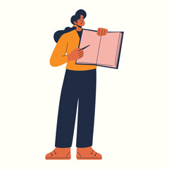 Illustration of an education female teacher explaining