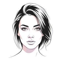 Elegant Woman Portrait with Detailed Facial Features and Stylish Hair.