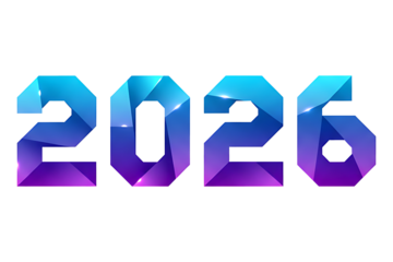 Crystal Polygon 2026 Number Design, Abstract Faceted Style
