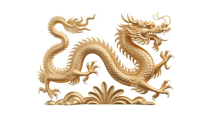Ornate golden mythical dragon figure representing strength and good fortune against a dark backdrop.