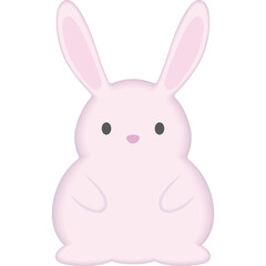 Adorable Light Pink Bunny Rabbit With Big Ears And Cute Face On Transparent Background