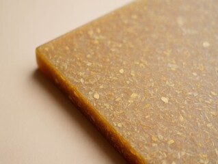 Close up texture of a beige speckled natural bar of soap