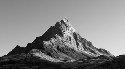 Monochrome mountain peak, dramatic vista