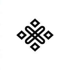 Obraz premium Geometric logo, stylized X within a square frame, featuring interlocking lines and diamonds