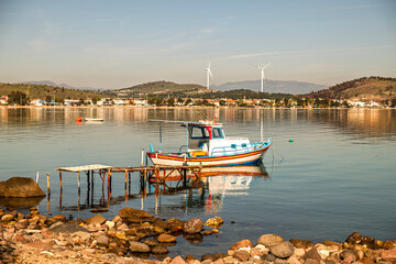 A fishing boat waiting on the Candarli coast of Izmir