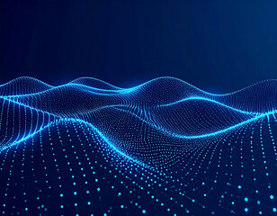 Abstract blue wave pattern with glowing dots