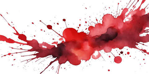 Red grunge paint splash and ink splatter drop art vector illustration backdrop