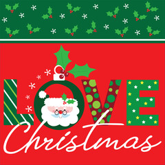 christmas card, gift bag or box design with cute santa
