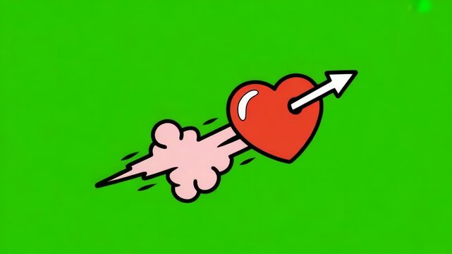 Red Heart Shot Through With Arrow cupid love