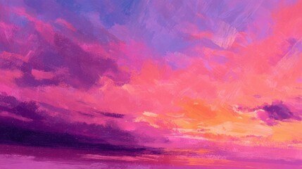 Warm Coral and Violet Abstract Background with Paint Strokes and Subtle Grain