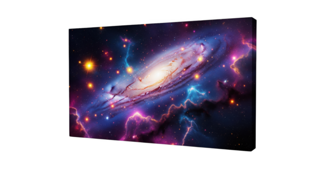 Cosmic Symphony: A vibrant galaxy with swirling nebulae and radiant stars