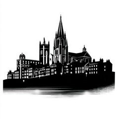 Naklejka premium Illustration of Cathedral silhouette grand